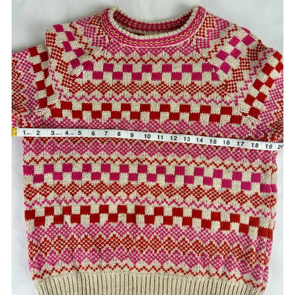 Marine Layer Archive Corralito Pullover Crew Sweater Pink Oatmeal Fair Isle M - Picture 9 of 11